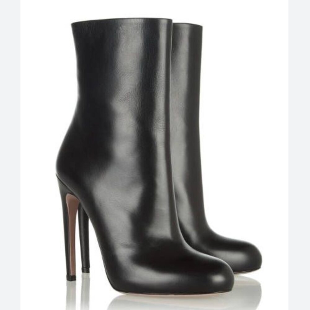 Gucci Goldie Leather Heel Ankle Boots Black Size 39.5 / 9.5